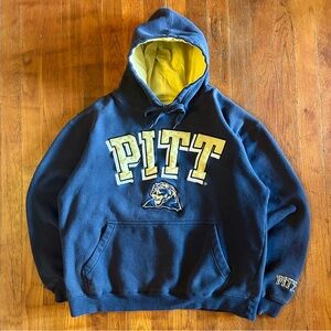 Vintage University of Pittsburgh PITT Collegiate Navy Gold Hoodie Sweatshirt S